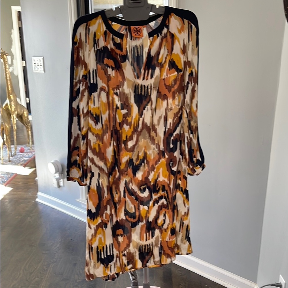 Tory Burch Silk Orange Brown Sheath Dress
